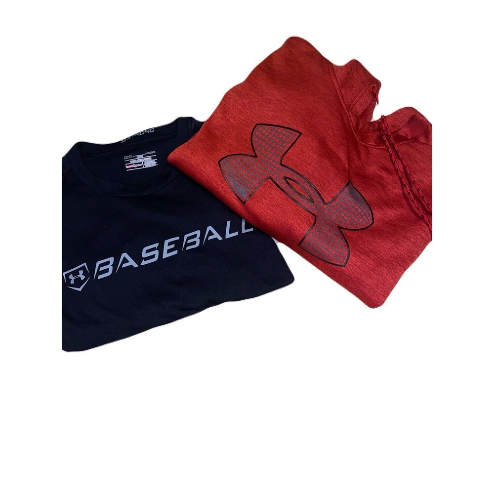 Lot/2 UnderArmour Cold Gear Hoodie Xl -Heat Gear 3/4 Sleeve Loose Fit Shirt L